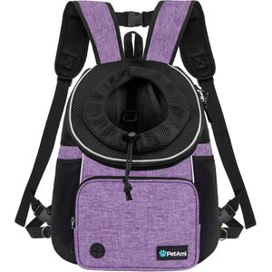 PetAmi Airline Approved Front Chest Small Dog & Cat Backpack Carrier, Purple, Large