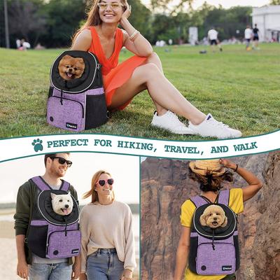 Show full view: PetAmi Airline Approved Front Chest Small Dog & Cat Backpack Carrier, Purple, Large slide 6 of 8