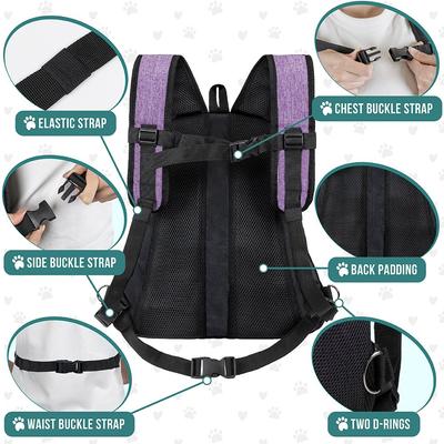 Show full view: PetAmi Airline Approved Front Chest Small Dog & Cat Backpack Carrier, Purple, Large slide 5 of 8