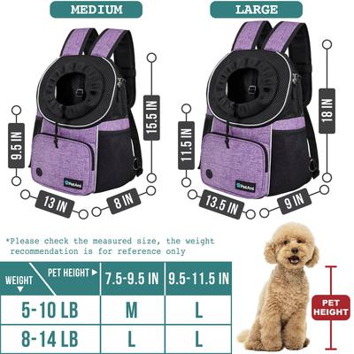 Show full view: PetAmi Airline Approved Front Chest Small Dog & Cat Backpack Carrier, Purple, Medium slide 3 of 8