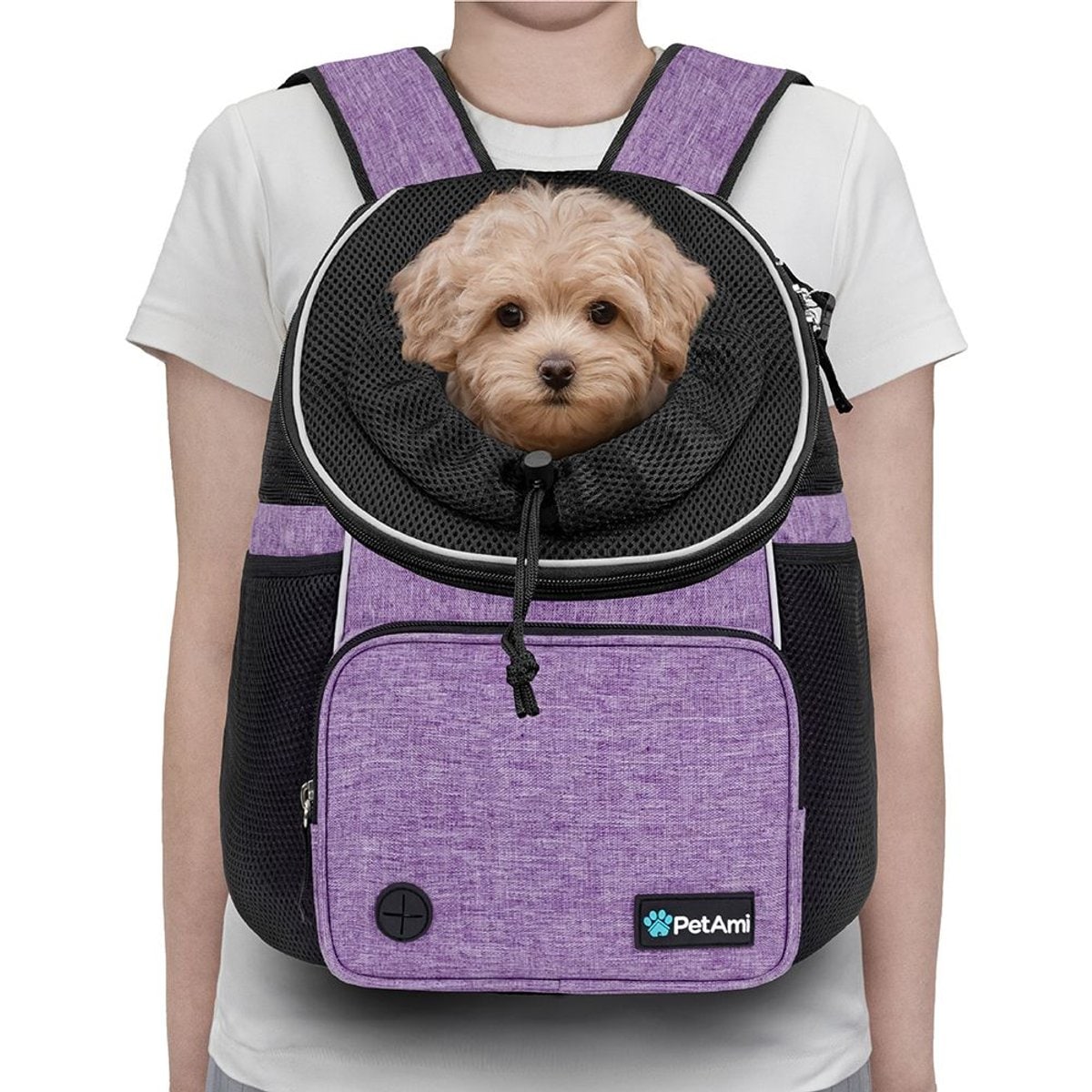 PetAmi Airline Approved Front Chest Small Dog & Cat Backpack Carrier, Purple, Medium