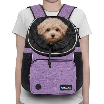 PetAmi PetAmi Airline Approved Front Chest Small Dog & Cat Backpack Carrier, Purple, Medium