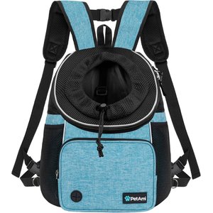 PetAmi Airline Approved Front Chest Small Dog & Cat Backpack Carrier, Teal Blue, Large