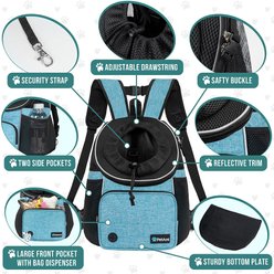 PetAmi Airline Approved Front Chest Small Dog & Cat Backpack Carrier, Teal Blue, Large slide 2 of 7