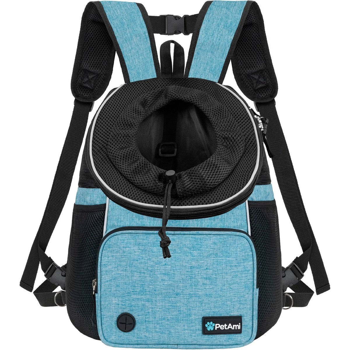 PetAmi Airline Approved Front Chest Small Dog & Cat Backpack Carrier, Teal Blue, Medium