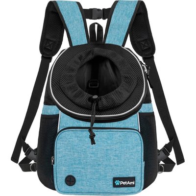 PetAmi PetAmi Airline Approved Front Chest Small Dog & Cat Backpack Carrier, Teal Blue, Medium