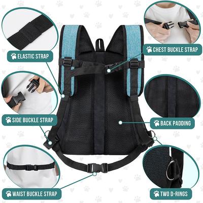 Show full view: PetAmi Airline Approved Front Chest Small Dog & Cat Backpack Carrier, Teal Blue, Medium slide 5 of 8