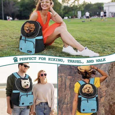 Show full view: PetAmi Airline Approved Front Chest Small Dog & Cat Backpack Carrier, Teal Blue, Medium slide 6 of 8