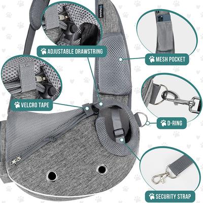 Show full view: PetAmi Airline Approved Sling Dog & Cat Carrier, Gray, Small slide 4 of 9