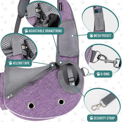 Show full view: PetAmi Airline Approved Sling Dog & Cat Carrier, Purple, Small slide 4 of 9