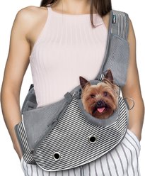 PetAmi Airline Approved Sling Dog & Cat Carrier, Stripe Black, Medium