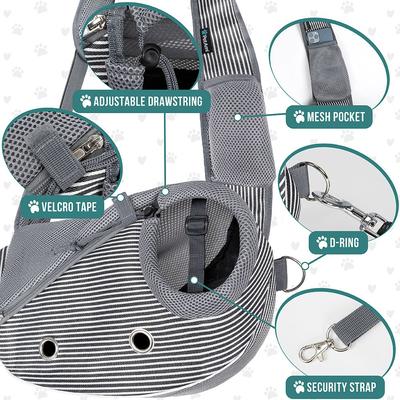 Show full view: PetAmi Airline Approved Sling Dog & Cat Carrier, Stripe Black, Small slide 3 of 8