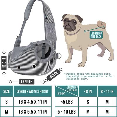 Show full view: PetAmi Airline Approved Sling Dog & Cat Carrier, Stripe Black, Small slide 2 of 8