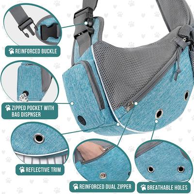 Show full view: PetAmi Airline Approved Sling Dog & Cat Carrier, Teal Blue, Small slide 5 of 9