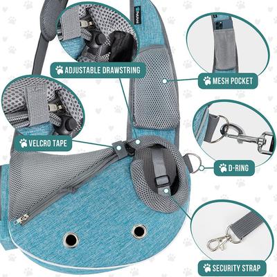 Show full view: PetAmi Airline Approved Sling Dog & Cat Carrier, Teal Blue, Small slide 4 of 9