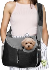 PetAmi Airline Approved Sling Small Dog & Cat Carrier, Black