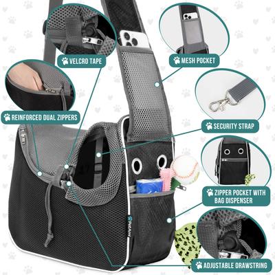 Show full view: PetAmi Airline Approved Sling Small Dog & Cat Carrier, Black slide 3 of 7