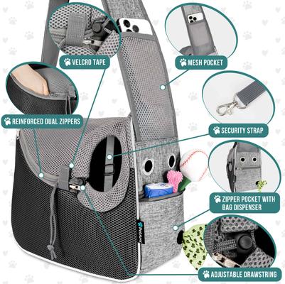 Show full view: PetAmi Airline Approved Sling Small Dog & Cat Carrier, Gray slide 3 of 7