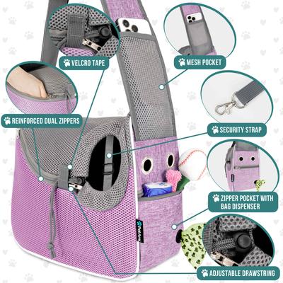 Show full view: PetAmi Airline Approved Sling Small Dog & Cat Carrier, Purple slide 3 of 7