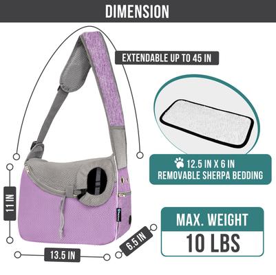 Show full view: PetAmi Airline Approved Sling Small Dog & Cat Carrier, Purple slide 2 of 7