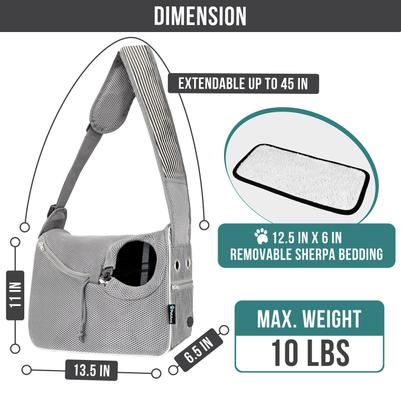 Show full view: PetAmi Airline Approved Sling Small Dog & Cat Carrier, Stripe Black slide 2 of 7