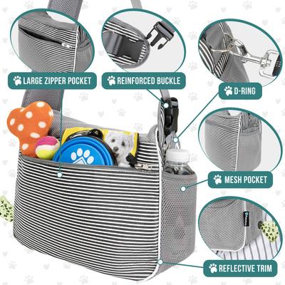 Show full view: PetAmi Airline Approved Sling Small Dog & Cat Carrier, Stripe Black slide 4 of 7