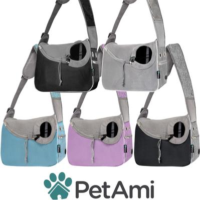 Show full view: PetAmi Airline Approved Sling Small Dog & Cat Carrier, Stripe Black slide 7 of 7