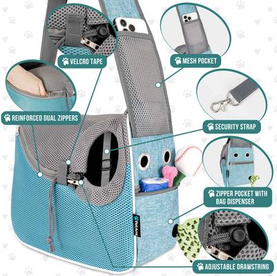 Show full view: PetAmi Airline Approved Sling Small Dog & Cat Carrier, Teal Blue slide 3 of 7