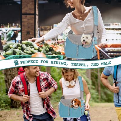 Show full view: PetAmi Airline Approved Sling Small Dog & Cat Carrier, Teal Blue slide 6 of 7