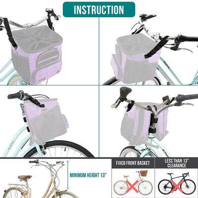 Show full view: PetAmi Bike Basket Bag Dog & Cat Carrier, Purple slide 7 of 10