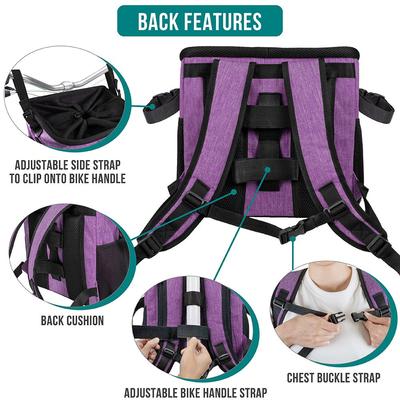 Show full view: PetAmi Bike Basket Bag Dog & Cat Carrier, Purple slide 6 of 10