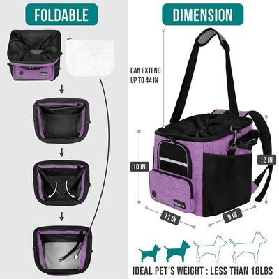 Show full view: PetAmi Bike Basket Bag Dog & Cat Carrier, Purple slide 4 of 10