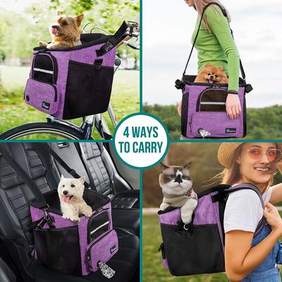 Show full view: PetAmi Bike Basket Bag Dog & Cat Carrier, Purple slide 8 of 10