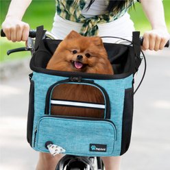 PetAmi Bike Basket Bag Dog & Cat Carrier, Teal Blue