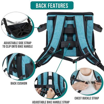Show full view: PetAmi Bike Basket Bag Dog & Cat Carrier, Teal Blue slide 6 of 10