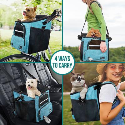 Show full view: PetAmi Bike Basket Bag Dog & Cat Carrier, Teal Blue slide 8 of 10