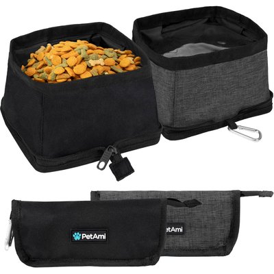 PetAmi PetAmi Collapsible Polyester Dog & Cat Bowl, 2 count, Black, 14-cup