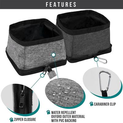 Show full view: PetAmi Collapsible Polyester Dog & Cat Bowl, 2 count, Gray, 14-cup slide 3 of 7