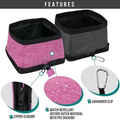 PetAmi Collapsible Polyester Dog & Cat Bowl, 2 count, Pink 14-cup slide 2 of 7