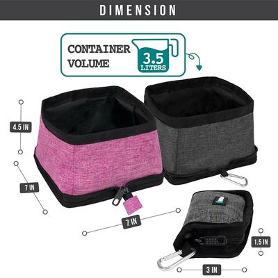 Show full view: PetAmi Collapsible Polyester Dog & Cat Bowl, 2 count, Pink 14-cup slide 2 of 7