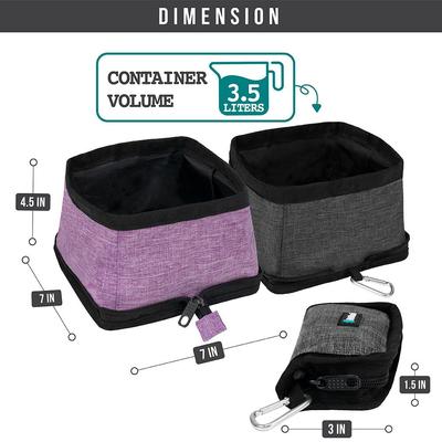 Show full view: PetAmi Collapsible Polyester Dog & Cat Bowl, 2 count, Purple, 14-cup slide 3 of 8