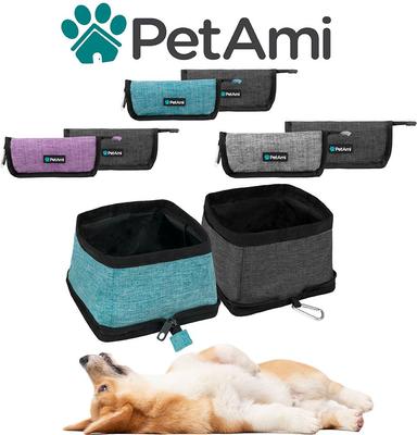 Show full view: PetAmi Collapsible Polyester Dog & Cat Bowl, 2 count, Purple, 14-cup slide 8 of 8