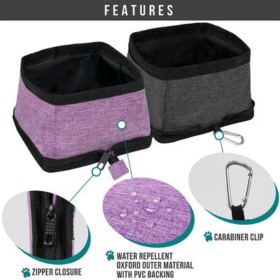 Show full view: PetAmi Collapsible Polyester Dog & Cat Bowl, 2 count, Purple, 14-cup slide 4 of 8