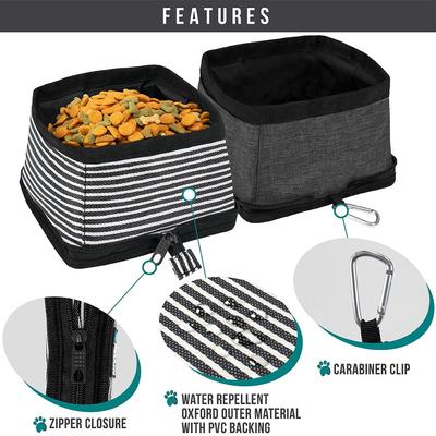 Show full view: PetAmi Collapsible Polyester Dog & Cat Bowl, 2 count, Stripe Black, 14-cup slide 3 of 7