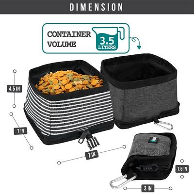 Show full view: PetAmi Collapsible Polyester Dog & Cat Bowl, 2 count, Stripe Black, 14-cup slide 2 of 7