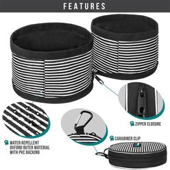 PetAmi Collapsible Polyester Dog & Cat Bowl, 2 count, Stripe Black, 8.5-cup slide 2 of 7