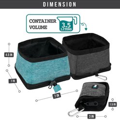 PetAmi Collapsible Polyester Dog & Cat Bowl, 2 count, Turquoise Blue, 14-cup slide 2 of 7