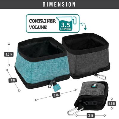 Show full view: PetAmi Collapsible Polyester Dog & Cat Bowl, 2 count, Turquoise Blue, 14-cup slide 2 of 7