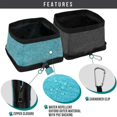 Show full view: PetAmi Collapsible Polyester Dog & Cat Bowl, 2 count, Turquoise Blue, 14-cup slide 3 of 7