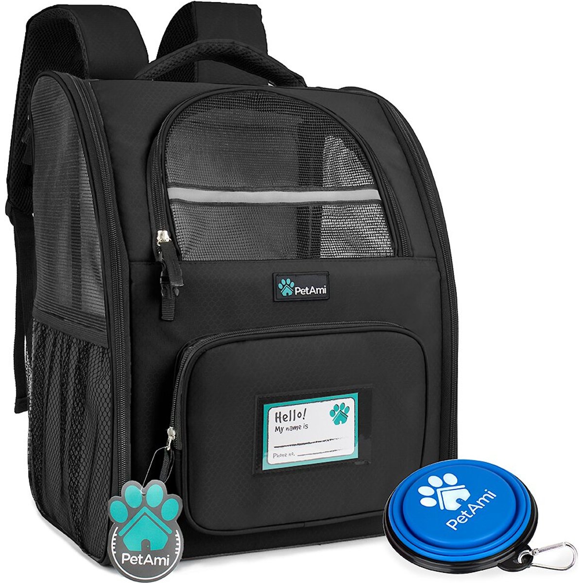 PetAmi Deluxe Backpack Dog & Cat Carrier, Black
